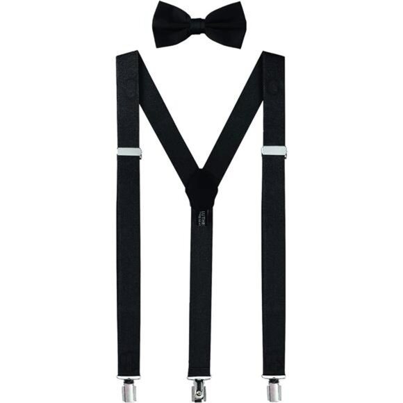 Mens Bow Tie And Suspenders Set For Men Gift Box - For Formal Dress Bowtie